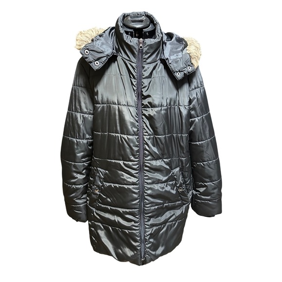 ST JOHN'S BAY Jackets & Blazers - ST JOHN'S BAY Women's Black Puffer Coat Hooded Faux Fur Trim Winter XXL